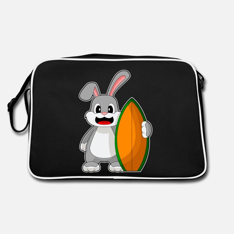Hase Surfer Surfbrett - Retro Tasche - Schwarz/Weiß