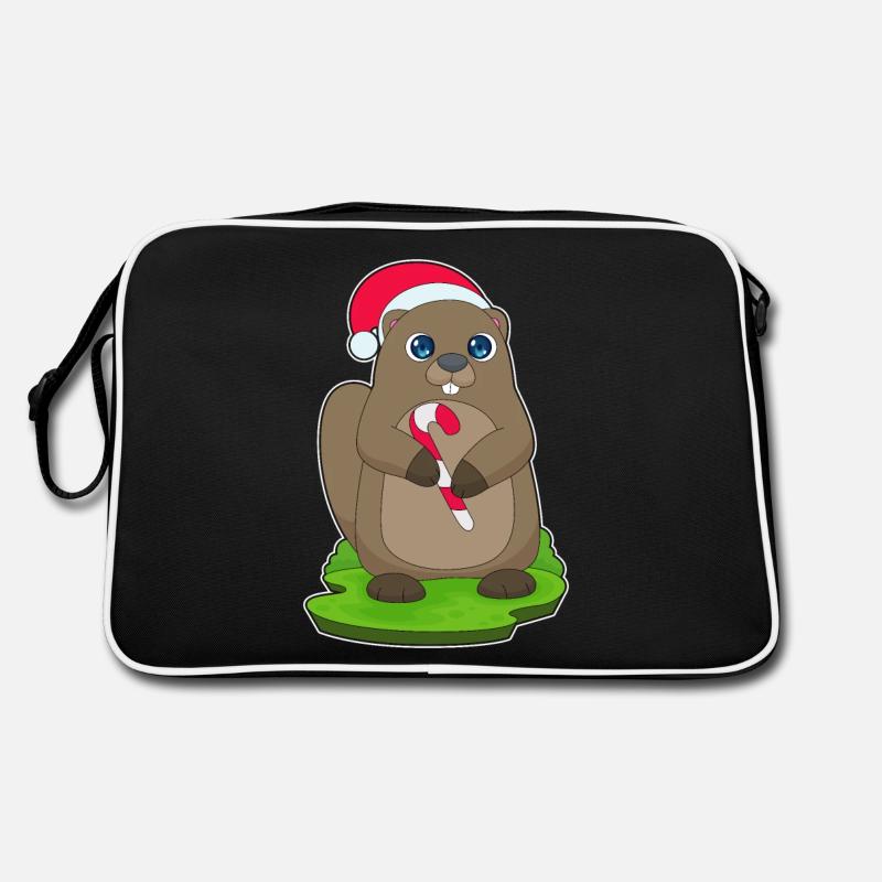 Beaver Christmas Candy Cane Retro Bag