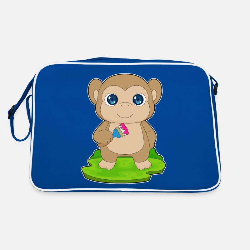 Monkey Painter Brush Painting Retro Bag