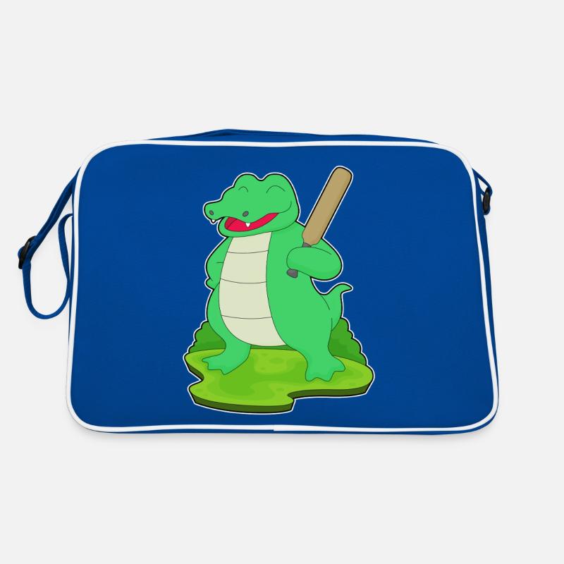Krokodil Cricket Cricketschläger Retro Tasche