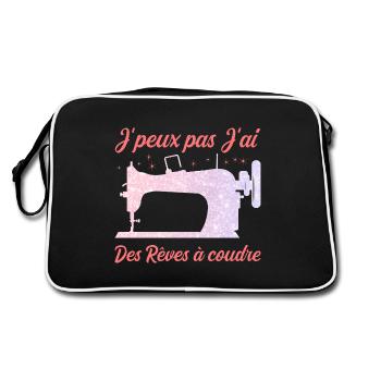 J'peux pas J'ai des Rêves à coudre humour - Sac Retro - noir/blanc - Dos