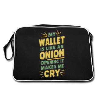 MY WALLET IS LIKE AN ONION OPENING IT MAKES ME CRY - Retro Bag - black/white - Back