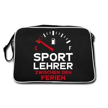 LUSTIG SPORTLEHRER FERIEN SCHULE LEHRER - Retro Tasche - Schwarz/Weiß - Hinten