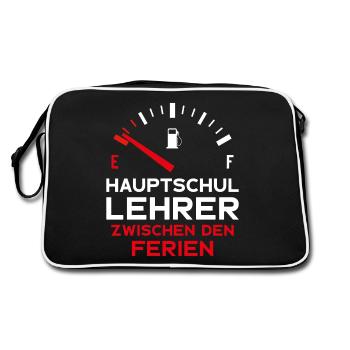 LUSTIG HAUPTSCHULLEHRER FERIEN HAUPTSCHULE LEHRER - Retro Tasche - Schwarz/Weiß - Hinten