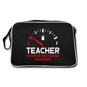 LUSTIG LEHRER SOMMERFERIEN ERFORDERLICH LEHRER - Retro Tasche - Schwarz/Weiß - Hinten