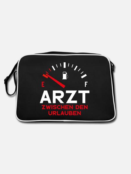 ARZT ZWISCHEN DEN URLAUBEN HAUSARZT - Retro Tasche - Schwarz/Weiß - Hinten