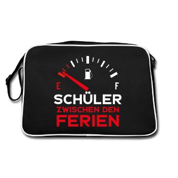SCHULE LUSTIG SCHÜLER ZWISCHEN DEN FERIEN SCHÜLER - Retro Tasche - Schwarz/Weiß - Hinten