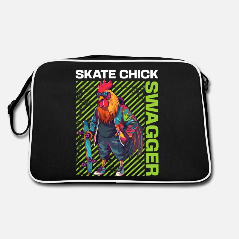 Skate Chick Swagger | Rooster with skateboard Retro Bag