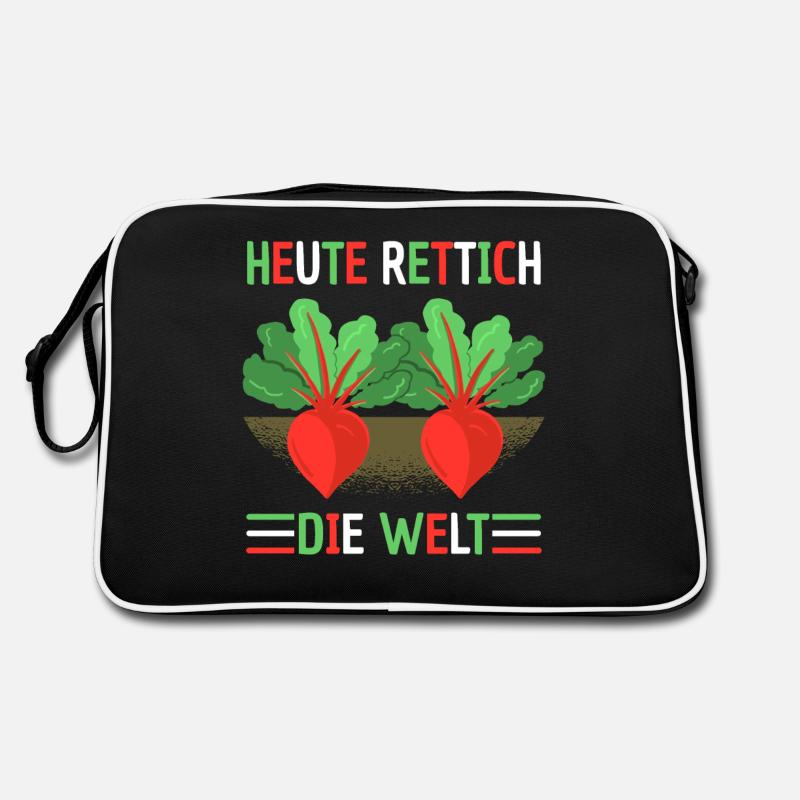 Heute Rettich Die Welt Lustiger Garten Spruch - Retro Tasche - Schwarz/Weiß
