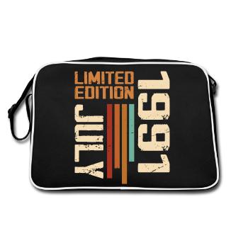 Juli 1991 Geburtstagsgeschenk 1991 Juli 1991 - Retro Tasche - Schwarz/Weiß - Hinten
