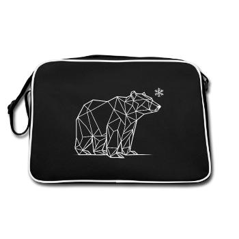 Polar Bear Polygon – Winter Animal Design Minimalist - Retro Bag - black/white - Back