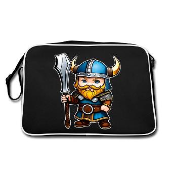 Cute little Viking - Retro Bag - black/white - Back