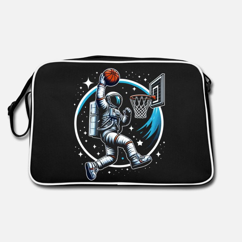 Astronaute faisant du slam dunk basketball Sac Retro