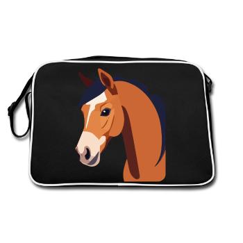 Horse Head Brown Horse - Retro Bag - black/white - Back