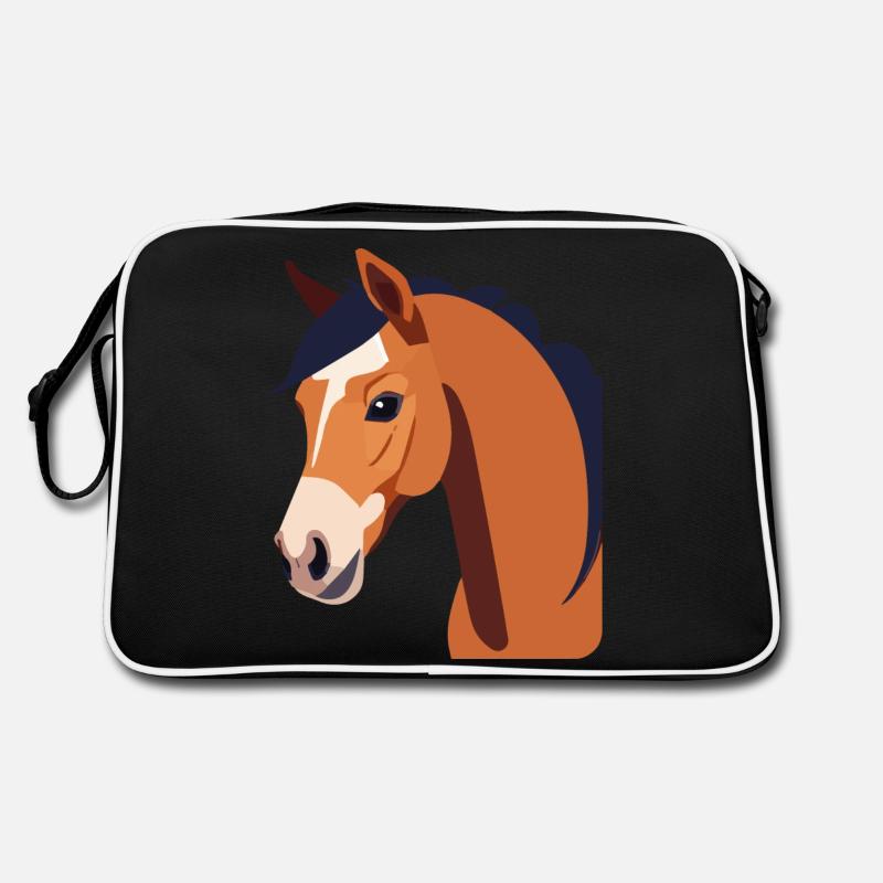 Pferdekopf braunes Pferd - Retro Tasche - Schwarz/Weiß
