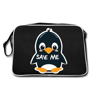An adorable penguin to save - Retro Bag - black/white - Back
