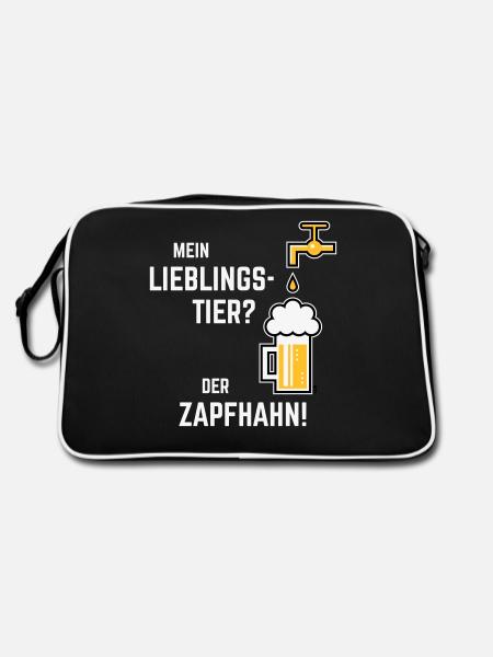 XLieblingstier (Dreifarbig) - Retro Tasche - Schwarz/Weiß - Hinten