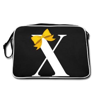Letter x yellow bow - Retro Bag - black/white - Back