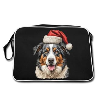 Christmas Border Collie dog - Retro Bag - black/white - Back