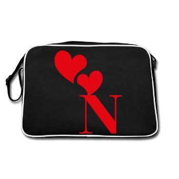 Lettre n cœur rouge - Sac Retro - noir/blanc - Dos