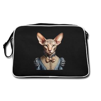 Victorian sphynx cat - Retro Bag - black/white - Back