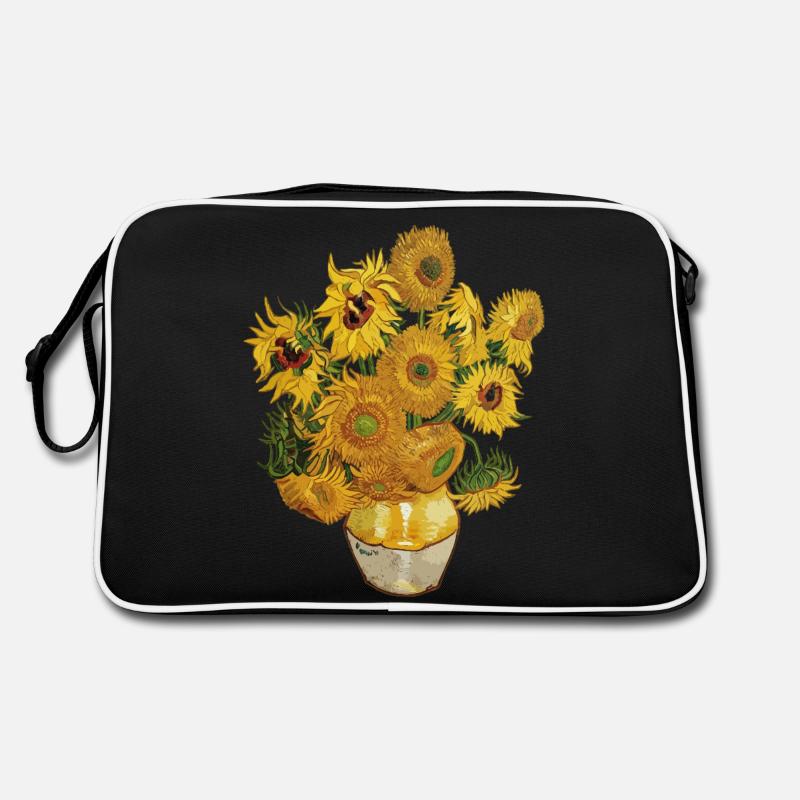 Sonnenblumen van Gogh - Retro Tasche - Schwarz/Weiß