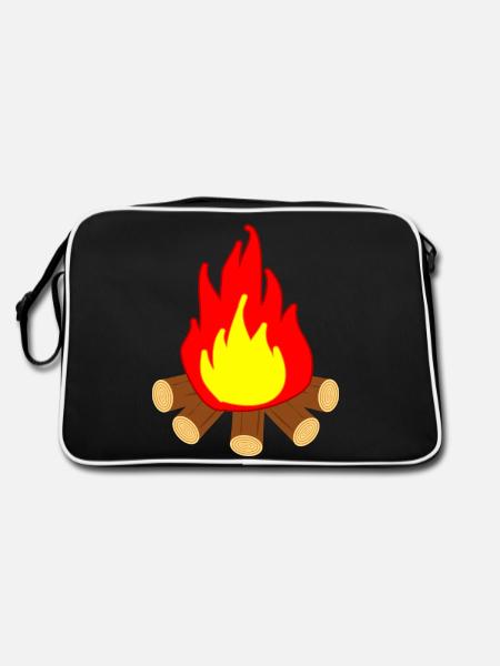Feuer - Retro Tasche - Schwarz/Weiß - Hinten