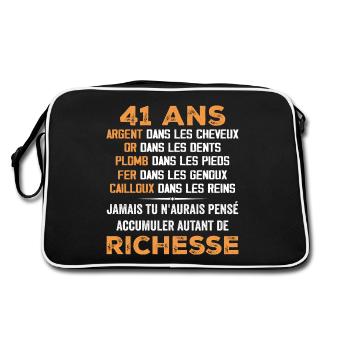 41 Years Old Funny Birthday Gift 41 Years Old Gift - Retro Bag - black/white - Back