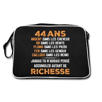44 Years Old Funny Birthday Gift 44 Years Old Gift - Retro Bag - black/white - Back