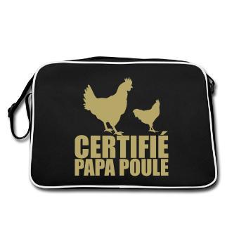 Bester Papa | Zertifizierte Papa-Henne - Retro Tasche - Schwarz/Weiß - Hinten