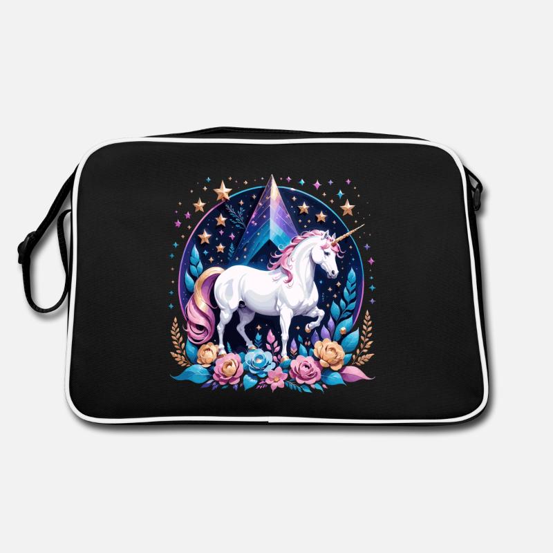 Einhorn - Retro Tasche - Schwarz/Weiß