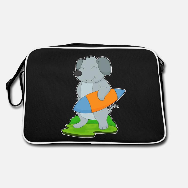 Hund Surfer Surfbrett Retro Tasche
