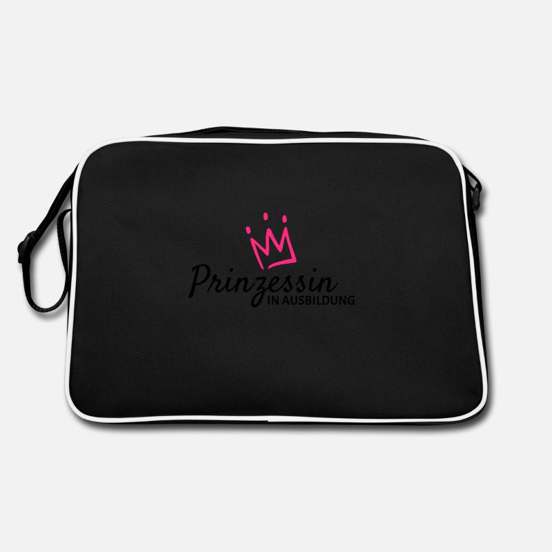Prinzessin in Ausbildung mit Krone - Retro Tasche - Schwarz/Weiß