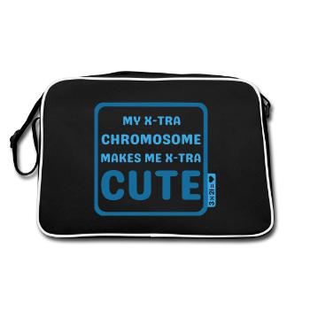 Down Syndrom - X-tra cute - petrol - Retro Tasche - Schwarz/Weiß - Hinten
