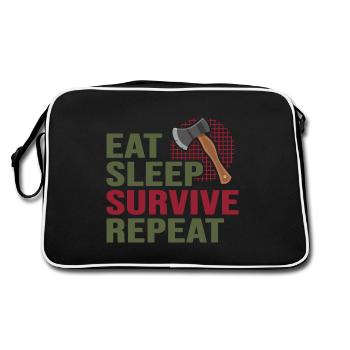 Bushcraft Survival Wild Outdoor Camp - Retro Bag - black/white - Back