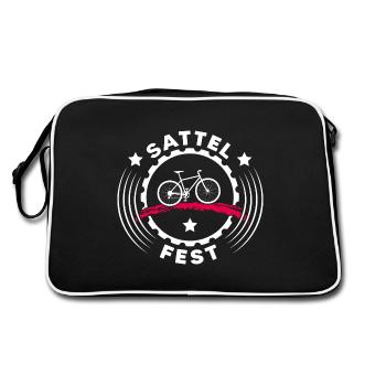 bike sattelfest Fahrradfahrer Drahtesel Fahrrad - Retro Tasche - Schwarz/Weiß - Hinten