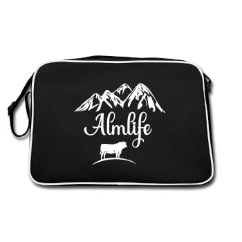 Alm Cow Mountains Mountain Tirol Switzerland Bavaria Alb Allgäu - Retro Bag - black/white - Back
