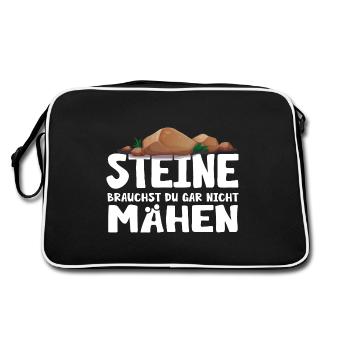 Garten Steingarten Pflanzen Gärtner Gartenarbeit - Retro Tasche - Schwarz/Weiß - Hinten