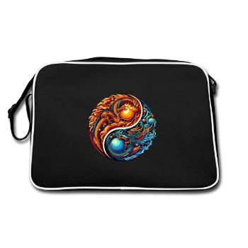 Yin Yang Dragon Artwork - Retro Bag - black/white - Back
