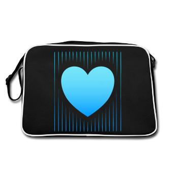 blue heart blue lines - Retro Bag - black/white - Back