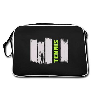 Tennis Matchball Tennisspieler Tennismatch - Retro Tasche - Schwarz/Weiß - Hinten