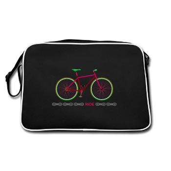 Fahrrad Fahrradfahrer radlos Drahtesel Bike - Retro Tasche - Schwarz/Weiß - Hinten