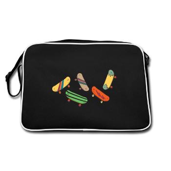 skate sk8 skateboarder skate-party halfpipe - Retro Tasche - Schwarz/Weiß - Hinten