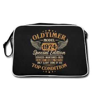 Vintage 1974 Vintage Born Birthday Gift - Retro Bag - black/white - Back