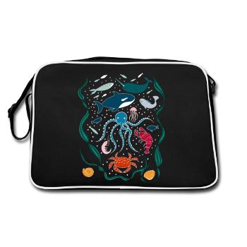 Underwater World I Fish and Sea Animals - Retro Bag - black/white - Back