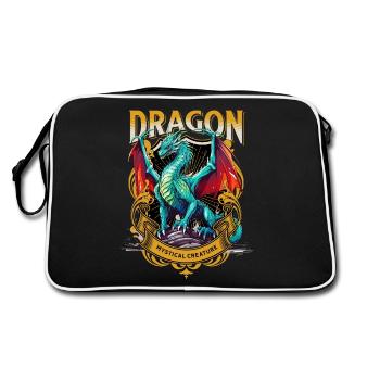 dragon, fantasy, magic, mysticism, mythology, creature - Retro Bag - black/white - Back