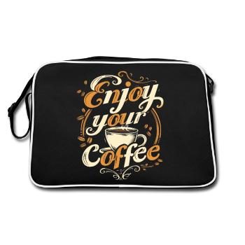 Café, Amateur De Café, Tasse À Caféine, Boisson - Sac Retro - noir/blanc - Dos