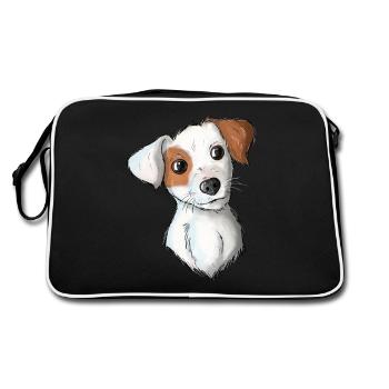 Jack Russell Pattern 7 - Retro Tasche - Schwarz/Weiß - Hinten