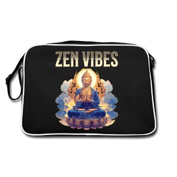 Buddha Buddhism Religion Spiritual Meditation - Retro Bag - black/white - Back