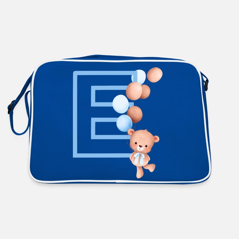 Blauer Buchstabe E Bär Retro Tasche